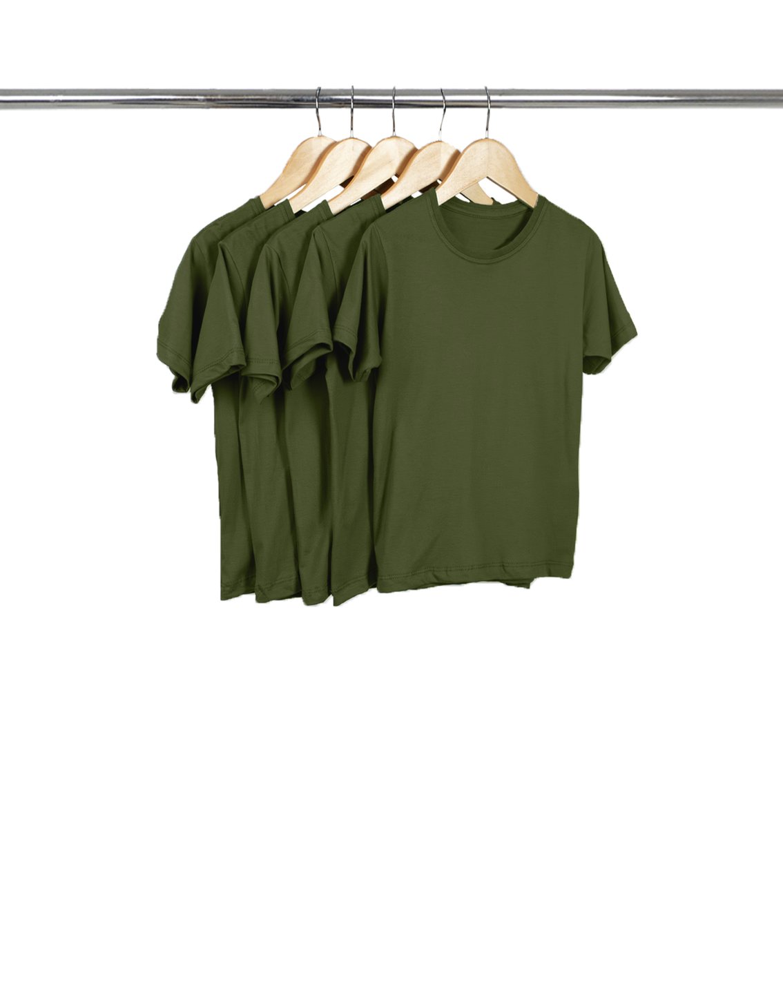 Kit 5 Camisetas Infantil de Algodão Penteado Verde Musgo