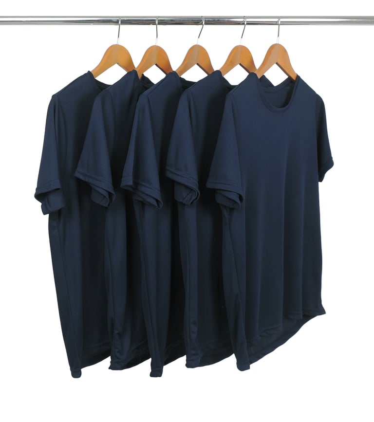 KIT 5 Camisetas Dry Fit Azul Marinho Proteção UV 30+