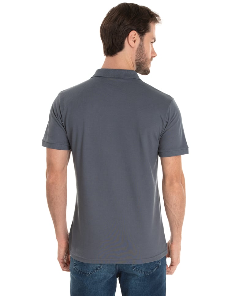 Camisa Polo Piquet Masculina Cinza Chumbo