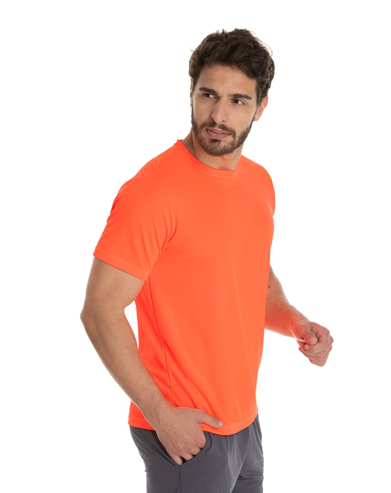 Camiseta Dry Fit Laranja Fluorescente Proteção UV 30+