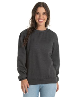 Blusão de Moletom Feminino Preto Mescla