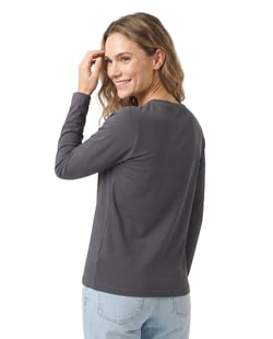 Camiseta Feminina Manga Longa de Algodão Premium Cinza Chumbo