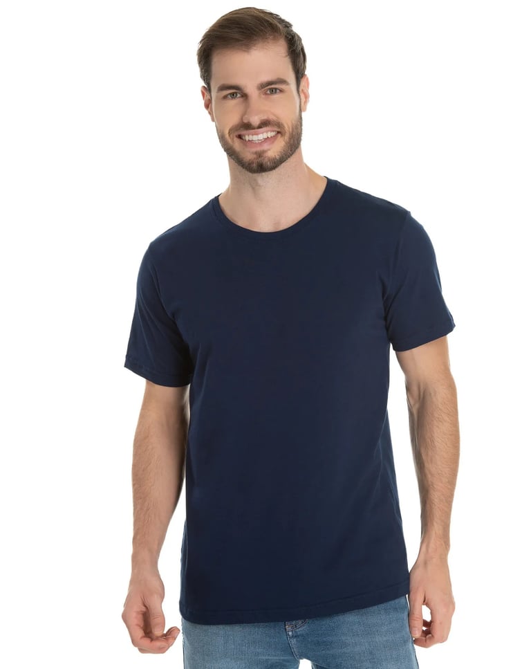 Camiseta de Algodão Premium Azul Marinho