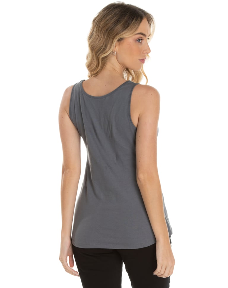 Regata Feminina de Algodão Premium Cinza Chumbo