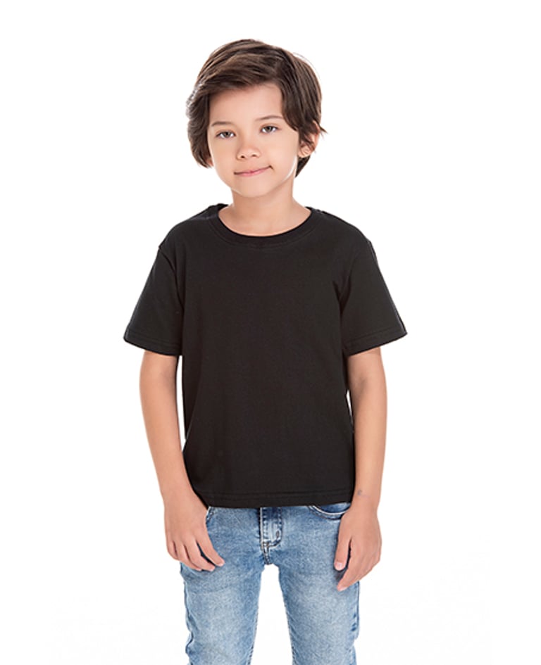Camiseta Infantil de Algodão Penteado Preta