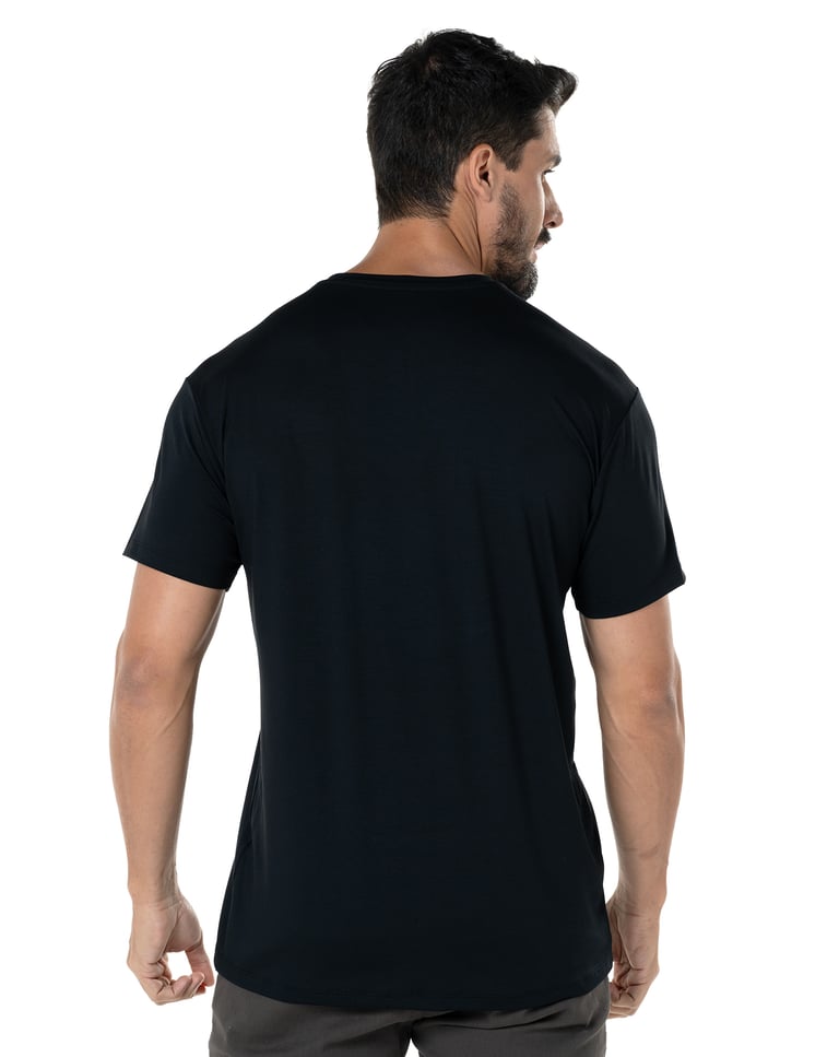 Camiseta Tech Modal Gola V Masculina Preta