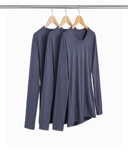 Kit 3 Camisetas Segunda Pele Manga Longa Feminina Cinza Chumbo UV 50+