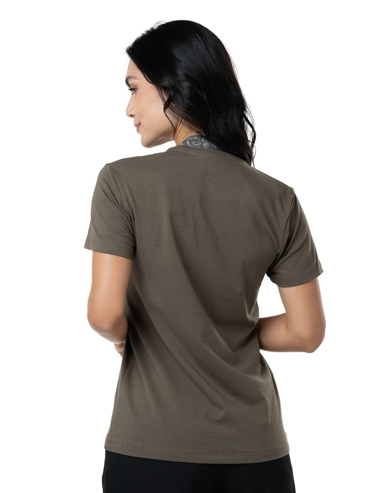 Camiseta de Algodão Egípcio Feminina Cinza Mineral