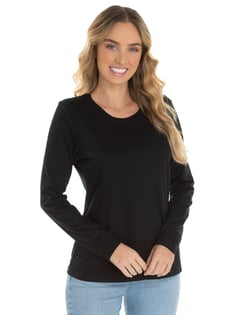 Kit 3 Camisetas Femininas Manga Longa de Algodão Penteado 01