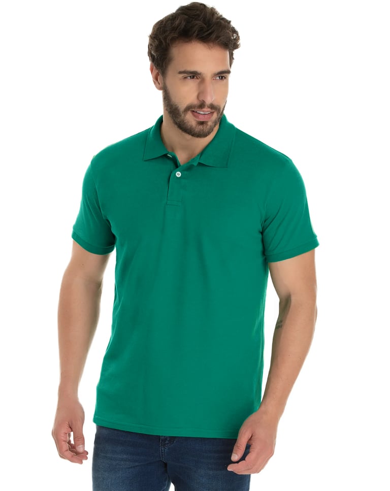 Camisa Polo Piquet Masculina Verde Esmeralda