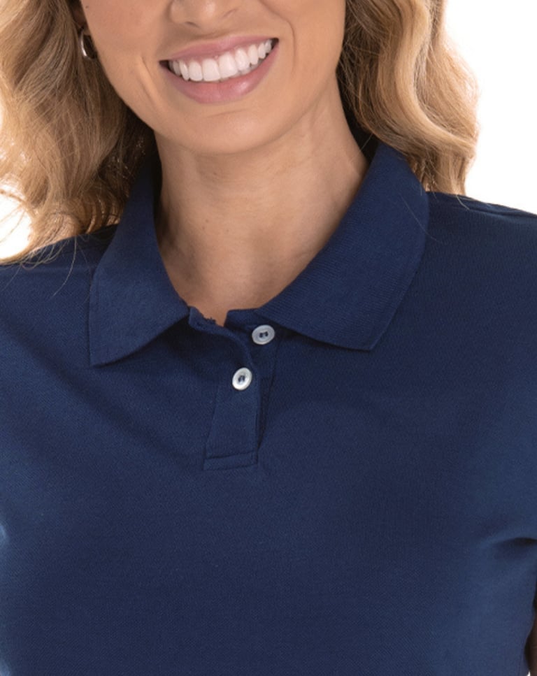 Camisa Polo Piquet Feminina Azul Marinho