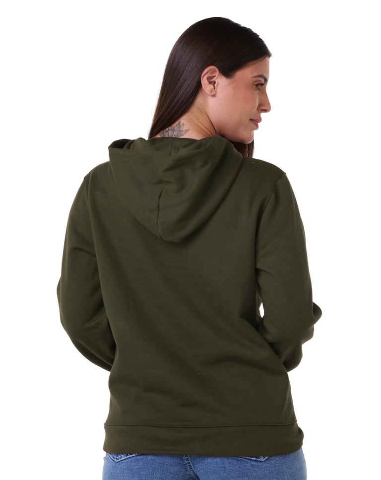 Moletom Canguru com Capuz Feminino Verde Militar