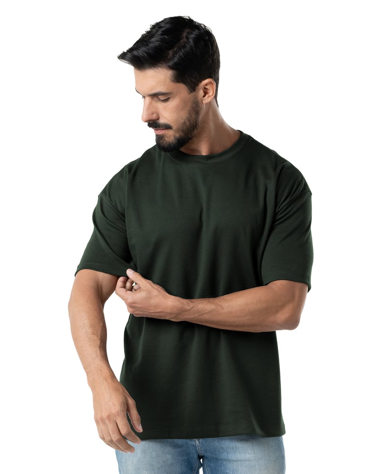Camiseta Oversized Masculina Verde Militar