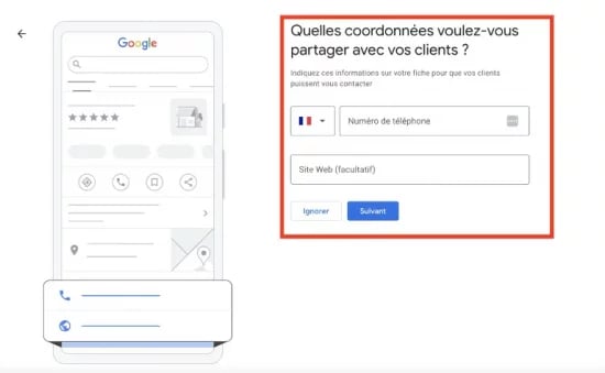 Inscrivez le numéro de téléphone de votre établissement