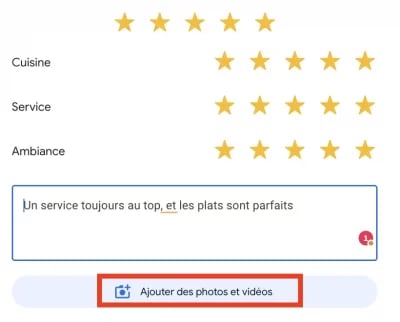 ajouter une photo a son avis google