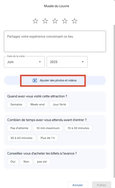ajouter une photo avis google