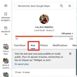 Consulter la liste de vos avis