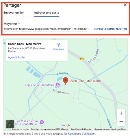 integrer une fiche google maps dans un site