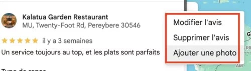 modifier un avis et ajouter une photo