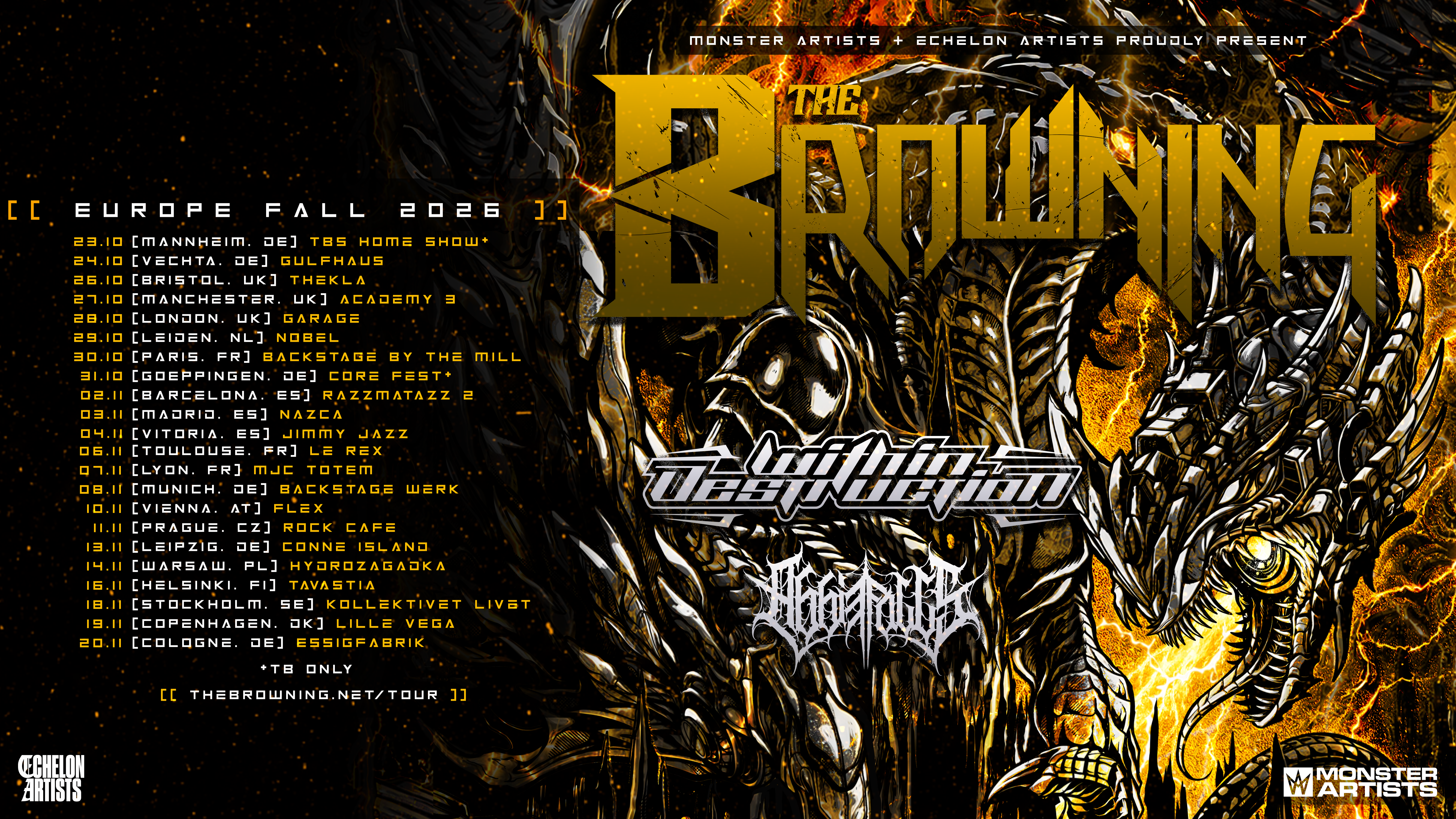 THE BROWNING + WITHIN DESTRUCTION + ABBIE FALLS à Ô Totem Live le 7 novembre 2026