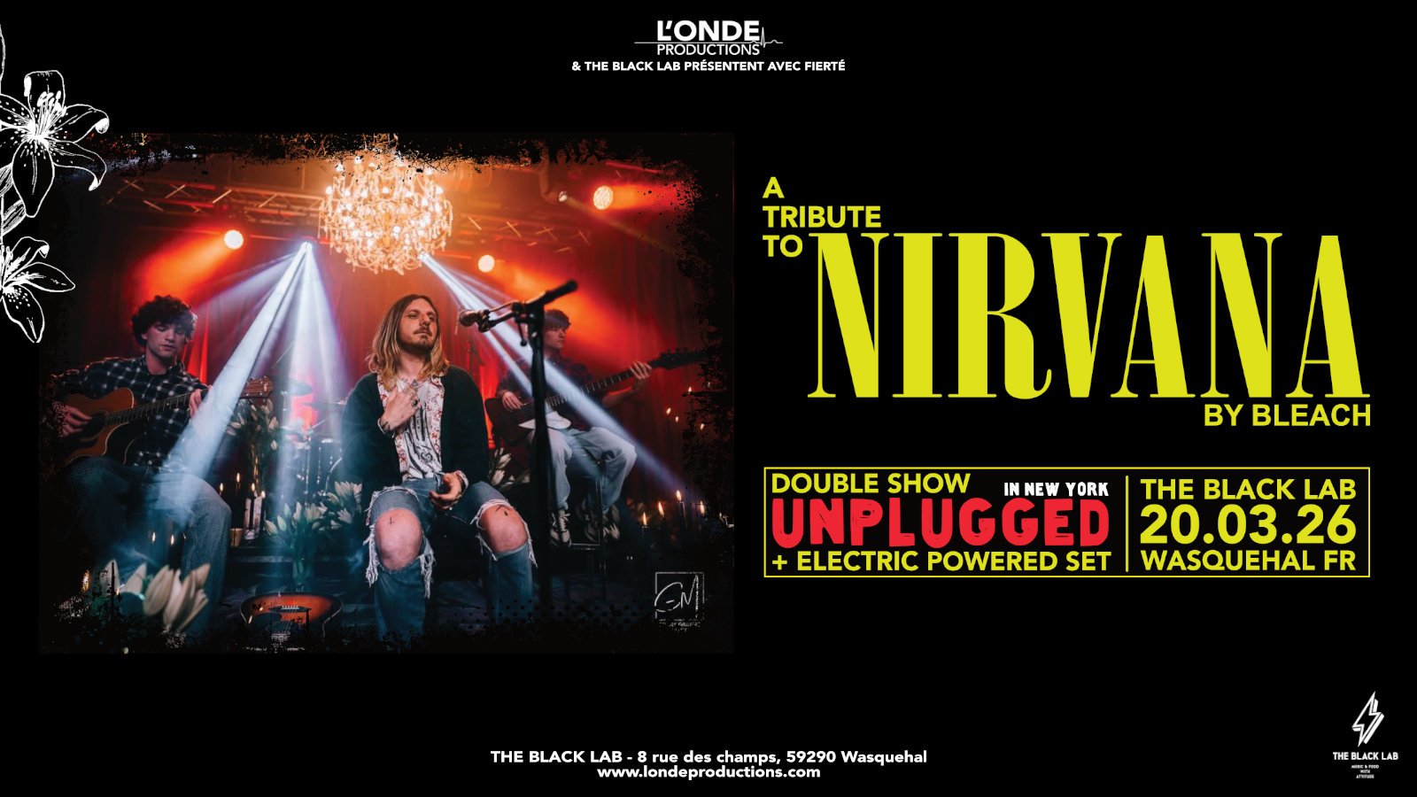 Image de couverture de l'&eacute;v&eacute;nement NIRVANA UNPLUGGED (+ CONCERT &Eacute;LECTRIQUE) par BLEACH