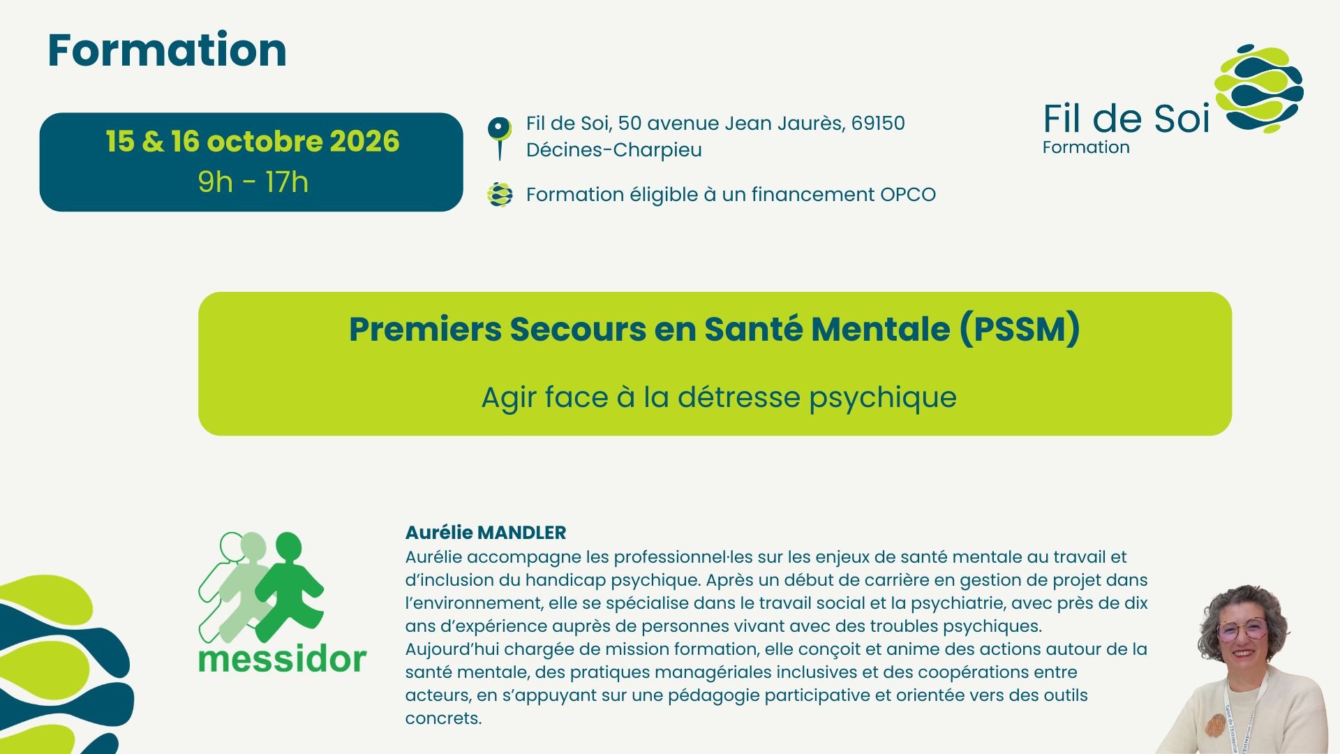 Formation - Premiers secours en santé mentale (PSSM) - 15 & 16/10/2026