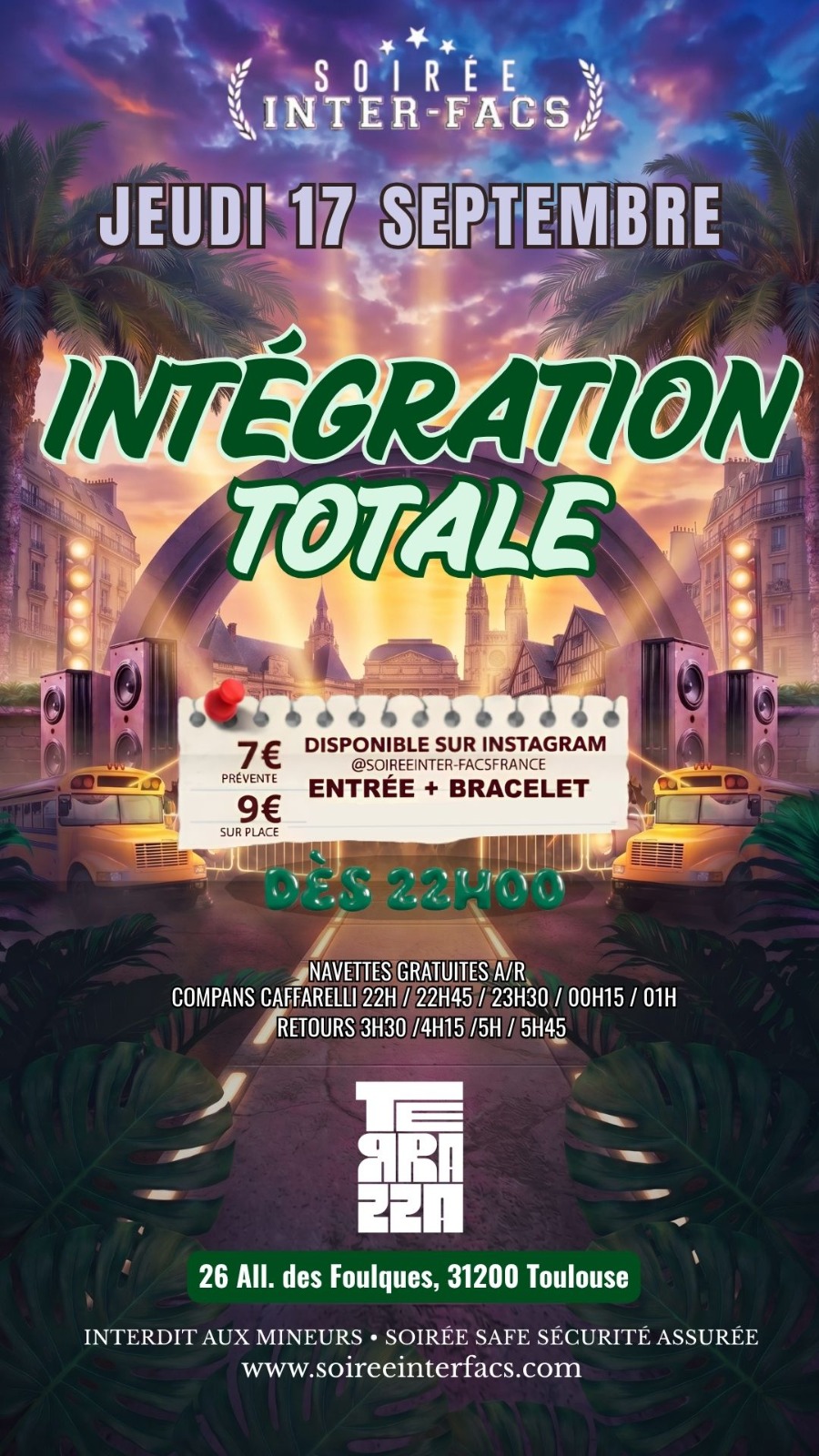 Soirée inter-facs Intégration totale Jeudi 17 Sept à Toulouse