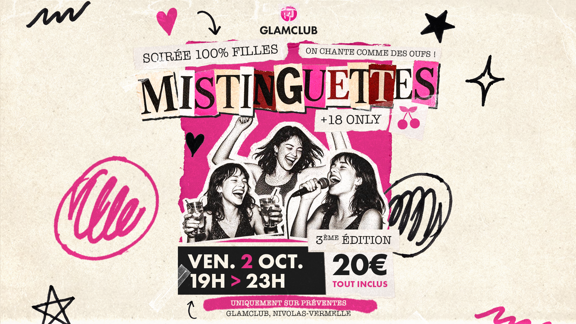 MISTINGUETTES - Soirée 100% filles au Glam Club 🍒💋