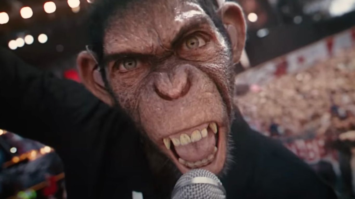 La biografía animada de Robbie Williams: un chimpancé que desafía convenciones