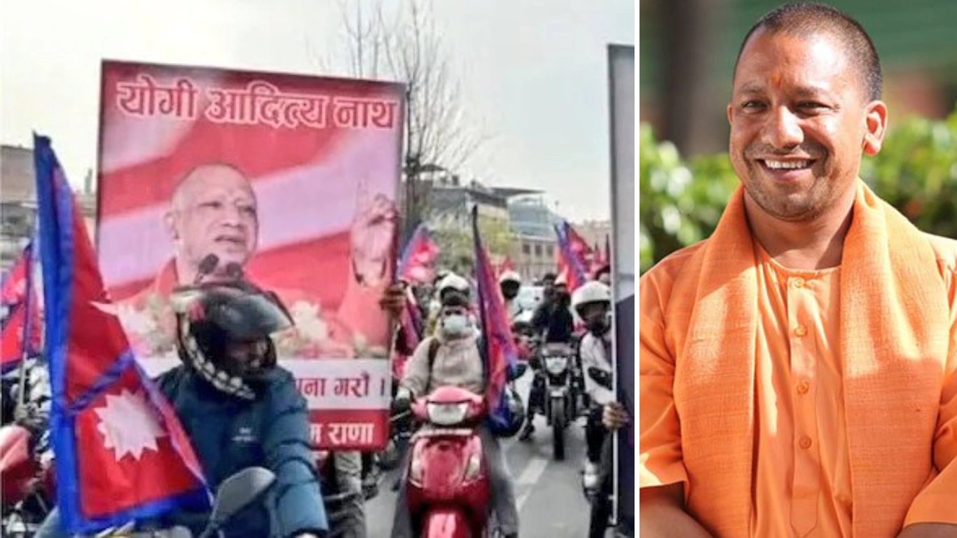 Inestabilidad política en Nepal: Los carteles de Yogi Adityanath desatan el debate sobre la monarquía en medio de una manifestación.