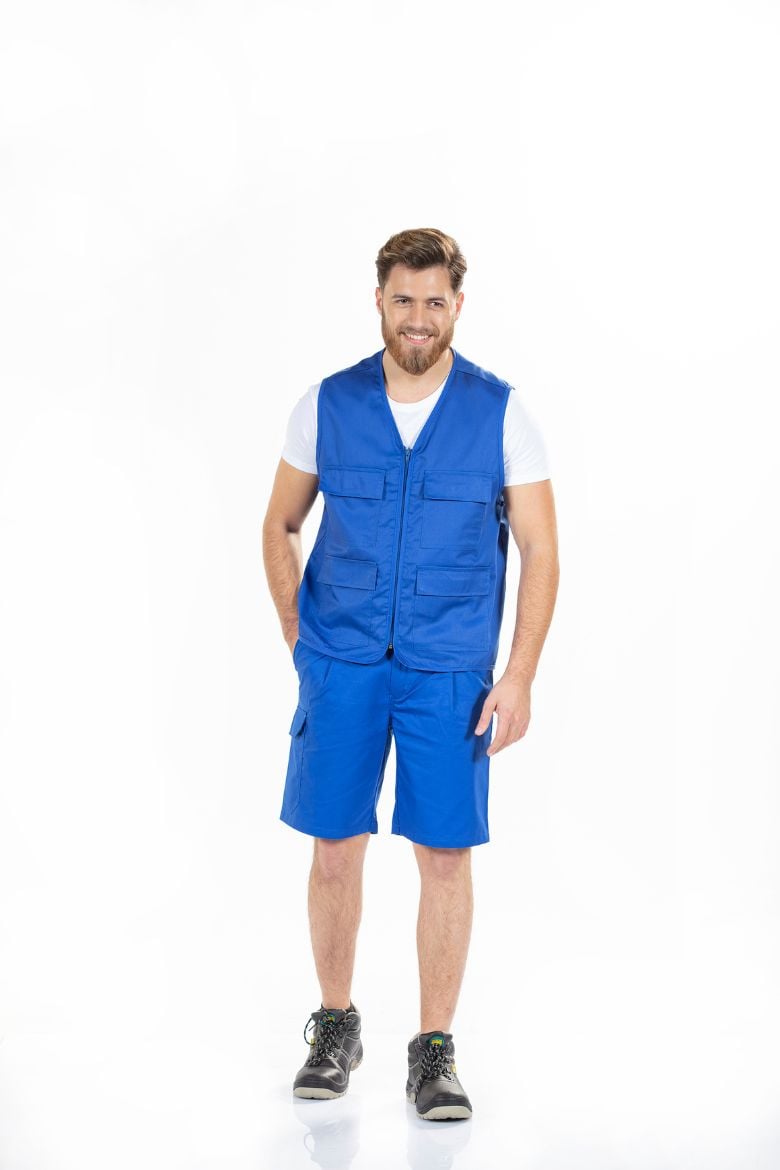 Blue men's shorts designed for use as a Work Uniform.