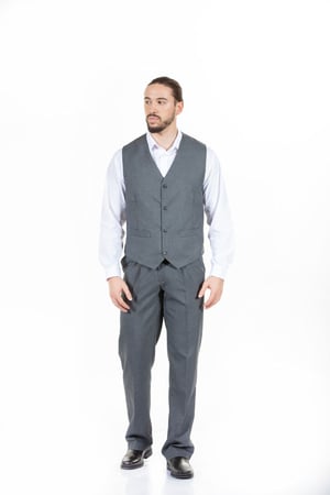Hotel and restaurant worker wearing a men's work vest made by Unifardas