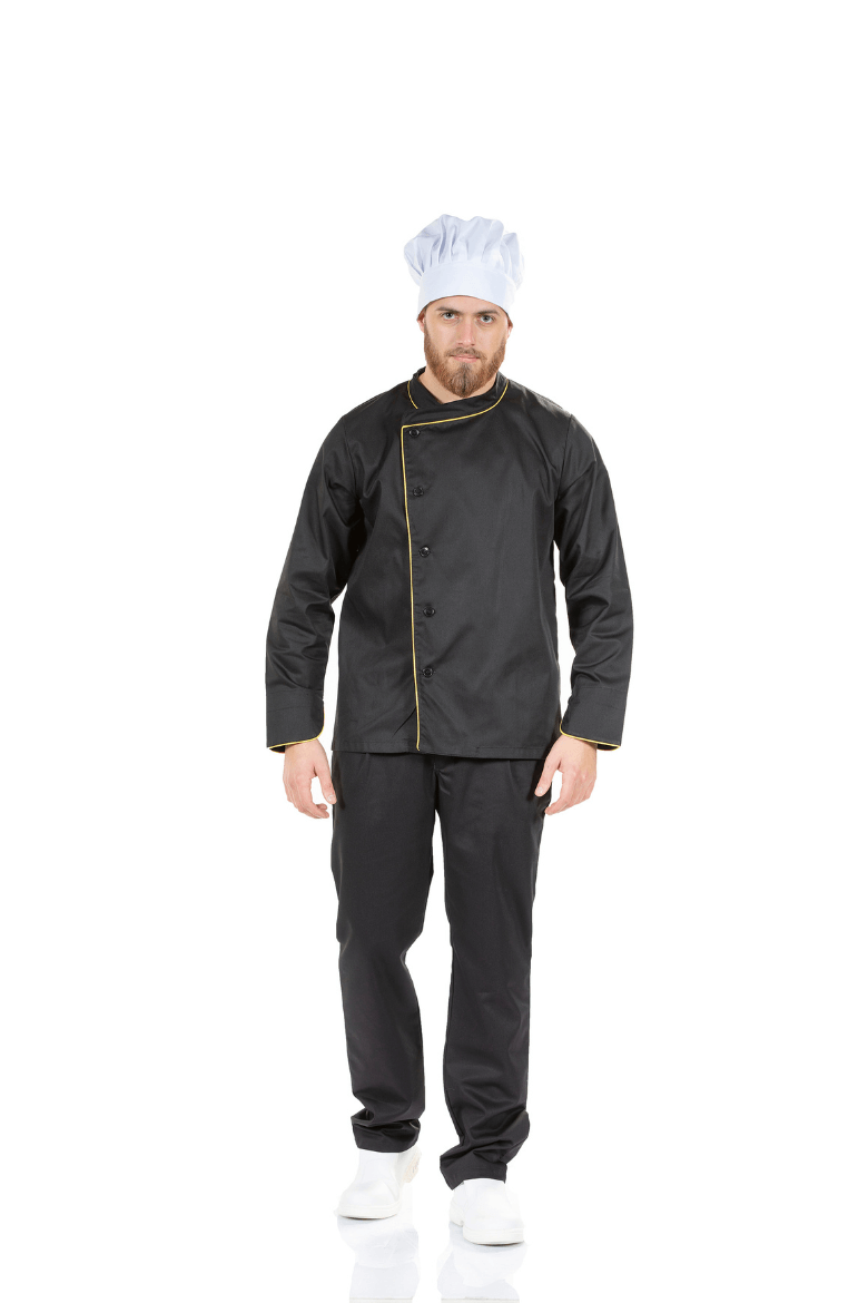 Cozinheiro vestido com um chapéu de chef para usar como acessório do seu uniforme de trabalho