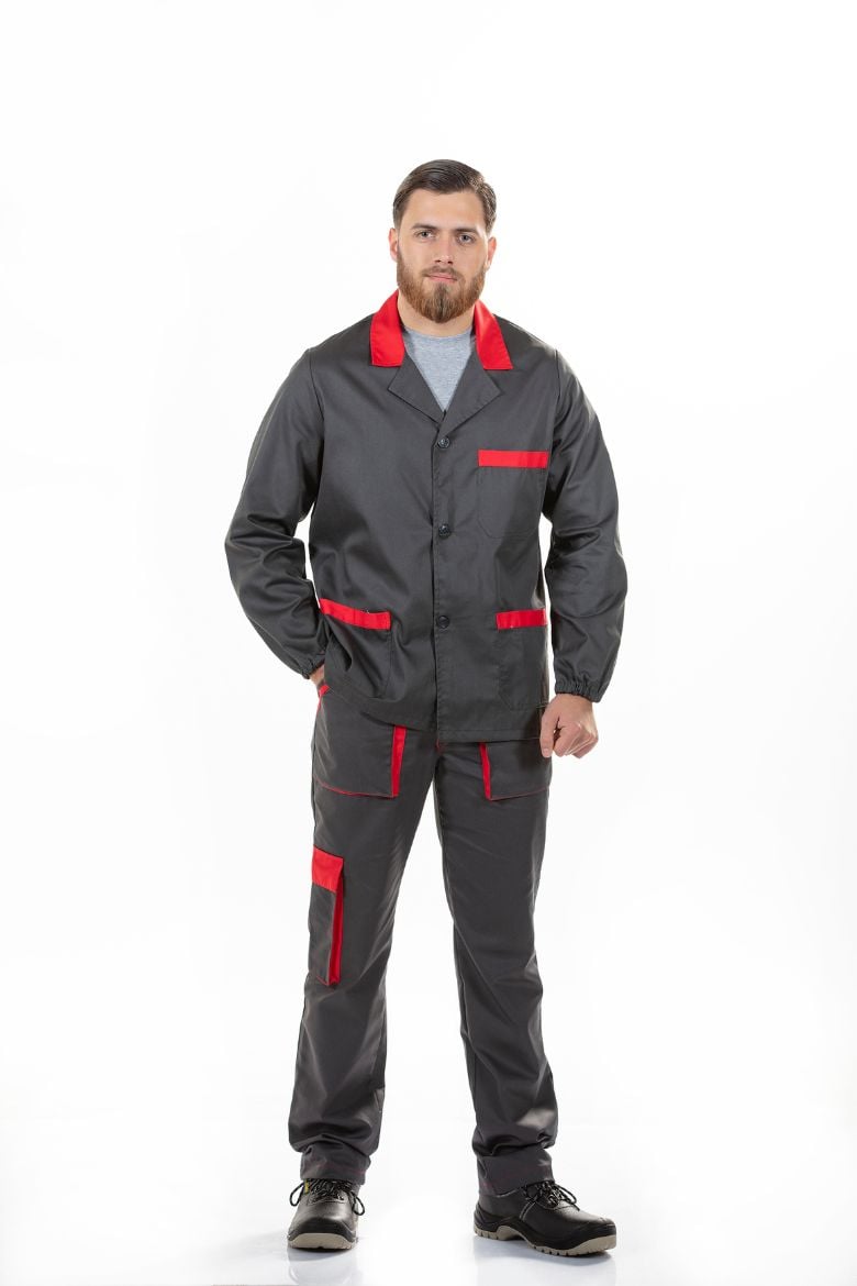 Man wearing a Men's Industrial Uniform Jacket, a customized workwear jacket for the industrial sector, manufactured by Unifardas.