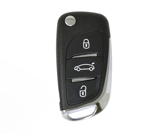 peugeot-flip-remote-key-shell-chrome-3-button-without-battery-holder-modified
