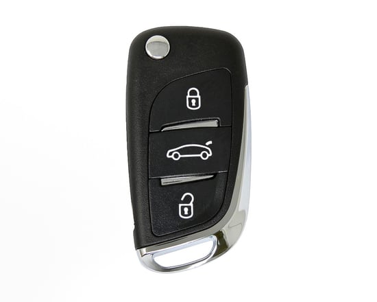 peugeot-flip-remote-key-shell-chrome-3-button-with-battery-holder-modified