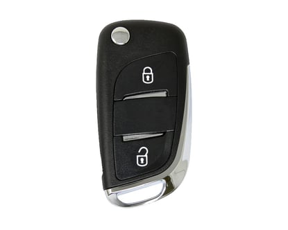 peugeot-flip-remote-key-shell-chrome-2-button-with-battery-holder-modified