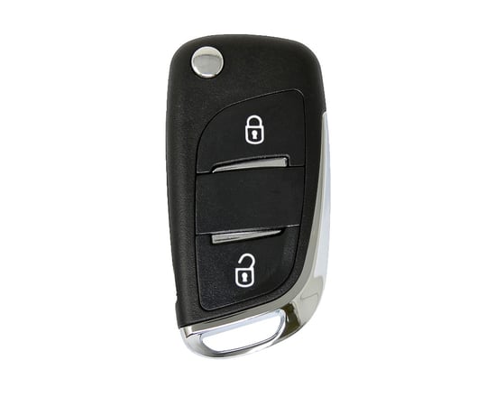 peugeot-flip-remote-key-shell-chrome-2-button-with-battery-holder-modified