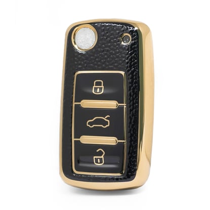 nano-high-quality-gold-leather-cover-for-volkswagen-flip-remote-key-3-buttons-black-color-vw-a13j