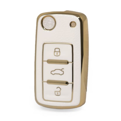 nano-high-quality-gold-leather-cover-for-volkswagen-flip-remote-key-3-buttons-white-color-vw-a13j