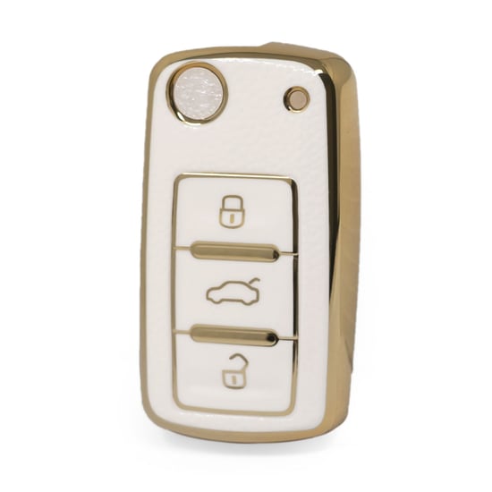 nano-high-quality-gold-leather-cover-for-volkswagen-flip-remote-key-3-buttons-white-color-vw-a13j