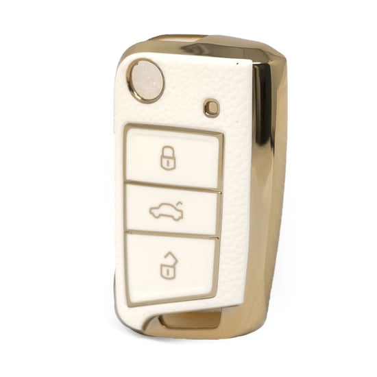 nano-high-quality-gold-leather-cover-for-volkswagen-flip-remote-key-3-buttons-white-color-vw-b13j