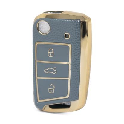 nano-high-quality-gold-leather-cover-for-volkswagen-flip-remote-key-3-buttons-gray-color-vw-b13j