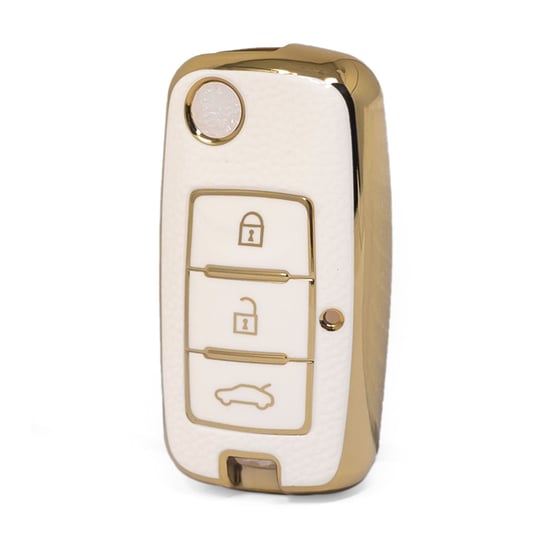 nano-high-quality-gold-leather-cover-for-dongfeng-flip-remote-key-3-buttons-white-color-df-a13j