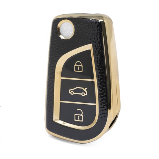 nano-high-quality-gold-leather-cover-for-toyota-flip-remote-key-3-buttons-black-color-tyt-c13j