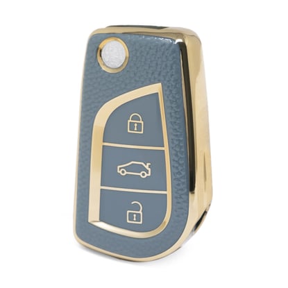 nano-high-quality-gold-leather-cover-for-toyota-flip-remote-key-3-buttons-gray-color-tyt-c13j
