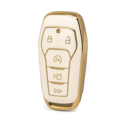 nano-high-quality-gold-leather-cover-for-ford-remote-key-5-buttons-white-color-ford-a13j
