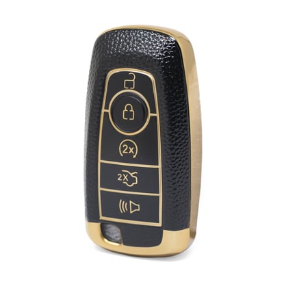 nano-high-quality-gold-leather-cover-for-ford-remote-key-5-buttons-black-color-ford-b13j5