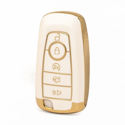 nano-high-quality-gold-leather-cover-for-ford-remote-key-5-buttons-white-color-ford-b13j5