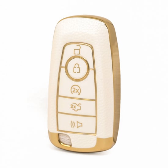 nano-high-quality-gold-leather-cover-for-ford-remote-key-5-buttons-white-color-ford-b13j5